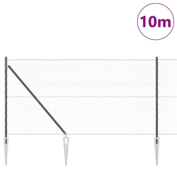 vidaXL Tvora su stulpais Pilka 1.4 x 10 m PVC dengtas plienas