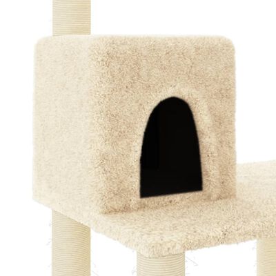 vidaXL Draskyklė katėms su stovais iš sizalio kreminės spalvos 118,5cm