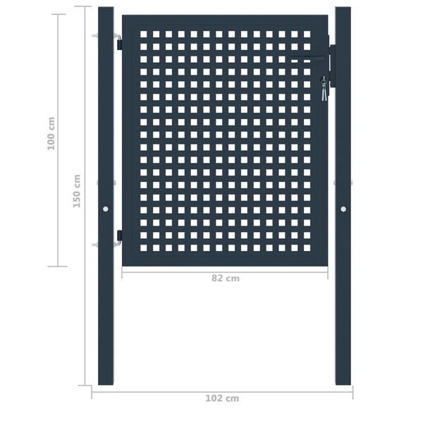 vidaXL Tvoros vartai, antracito spalvos, 102x100 cm, plienas