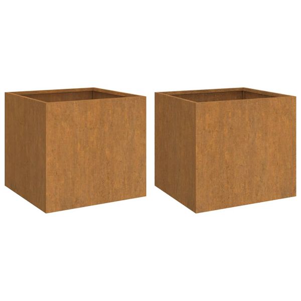 vidaXL Loveliai, 2vnt., 42x40x39cm, Corten plienas