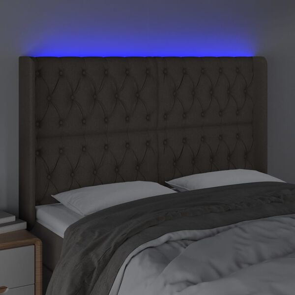 vidaXL Galvūgalis su LED, taupe spalvos, 163x16x118/128cm, audinys