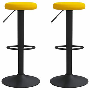 vidaXL Baro taburetės, 2vnt., garstyčių geltonos spalvos, aksomas