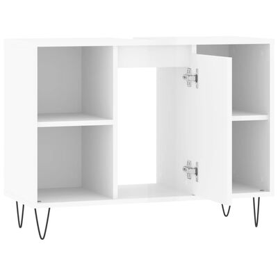 vidaXL Vonios kambario spintelė, balta, 80x33x60cm, mediena, blizgi
