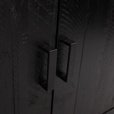vidaXL Šoninė spintelė, juoda, 75x35x70cm, pušies medienos masyvas