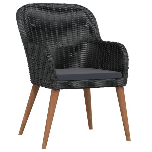 vidaXL Sodo komplektas su pagalvėlėmis, 7 dalių, juodos spalvos