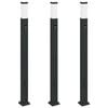 vidaXL Ap&scaron;vietimo stulpeliai su jutikliu ir lizdu, 3 vnt., 110 cm, juodi, IP44