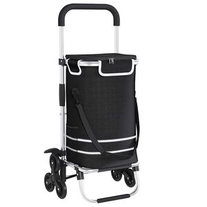 vidaXL Apsipirkimo vežimėlis Juoda 47 x 39 x 100,5 cm Oksfordo audinys