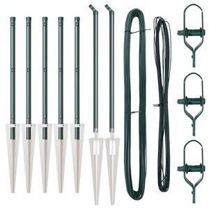 vidaXL Tvorelės stulpas 7 pcs Žalia Plienas