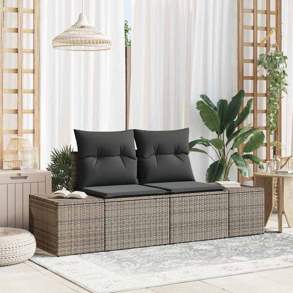 vidaXL Sodo sofa Pilka 123 x 62 x 69cm poliratanas