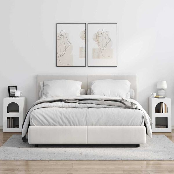 vidaXL Naktinis staliukas 2 pcs Balta 29,5 x 33,5 x 50 cm