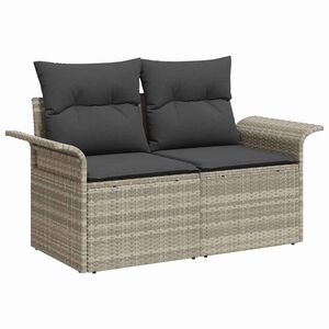 vidaXL Sodo sofa su pagalve &Scaron;viesiai pilka 141 x 62 x 69cm poliratanas