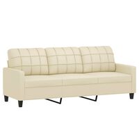 vidaXL Trivietė sofa, kreminės spalvos, 180cm, dirbtinė oda