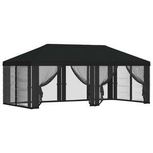 vidaXL Pavėsinės dengti su &scaron;oninėmis sienelėmis Juoda 600,5 x 300,5 cm
