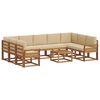 vidaXL Lauko sofos komplektas su pagalve 10 pcs Natūralus ir bežinis