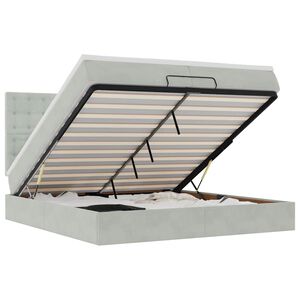 vidaXL Osmanų lovos rėmas su čiužiniais, pilkas, 200x200cm, aksomas