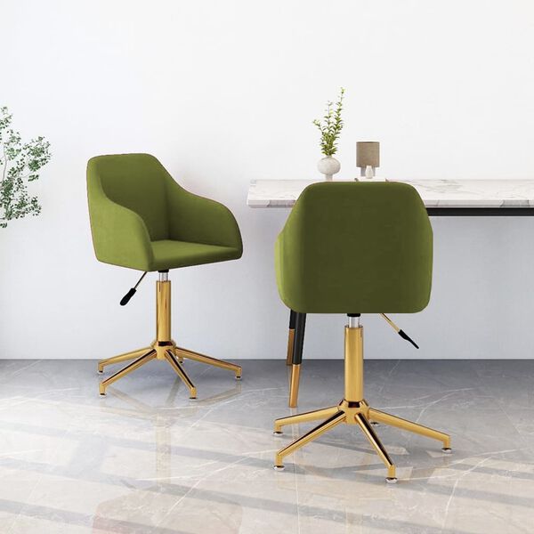 vidaXL Pasukamos valgomojo kėdės, 2vnt., &scaron;viesiai žalios, aksomas