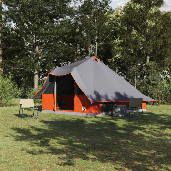 vidaXL Tipi palapinė Pilka ir oranžinė 358 x 296 x 258 cm tafta