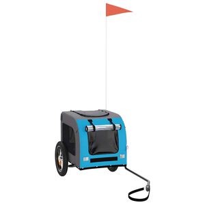 vidaXL Dviračio priekaba augintiniams, mėlyna/pilka, audinys/geležis