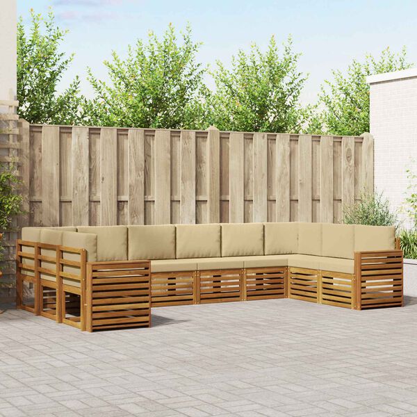 vidaXL Sekcijos sofų komplektas su pagalve 10 pcs Natūralus ir bežinis