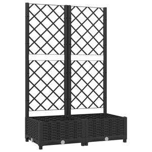 vidaXL Sodo vazonas su grotelėmis, juodas, 80x40x121,5 cm, PP