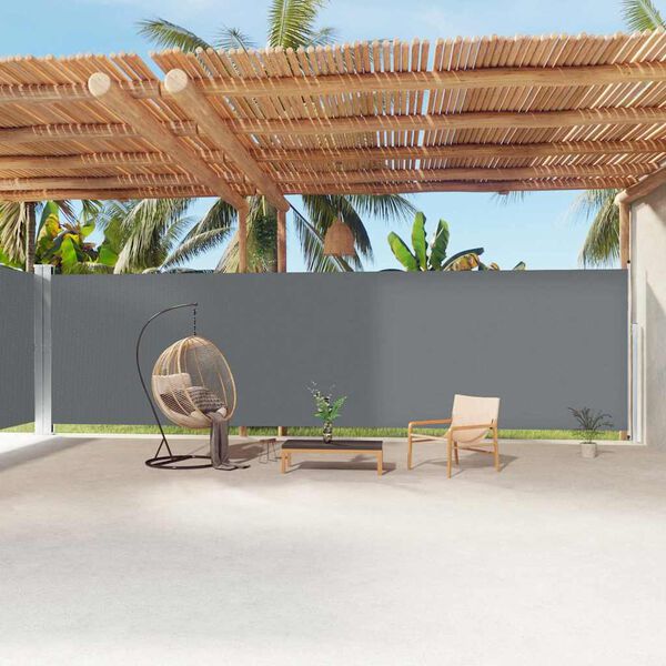 vidaXL Ištraukiama šoninė pertvara, antracito spalvos, 220x1200cm