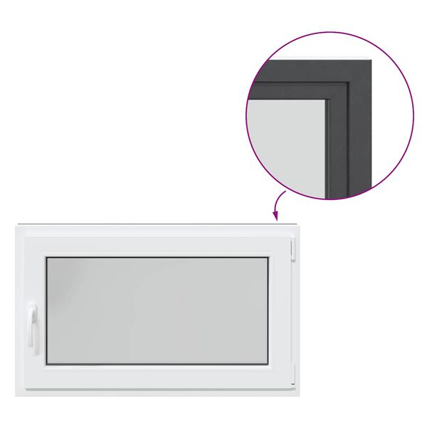 vidaXL Rūsio langas "RISOR", 100x50 cm, atverčiamas ir pasukamas, DIN, de&scaron;ininis, antracito spalvos