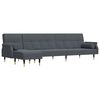 vidaXL L formos sofa-lova, tamsiai pilka, 271x140x70cm, aksomas