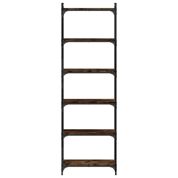 vidaXL Knygų spinta, 6 auk&scaron;tų, dūminė ąžuolo, 60x30x188cm, mediena