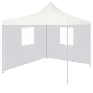 vidaXL Sulankstoma palapinė su 2 sienomis, balta, 3x3m, plienas