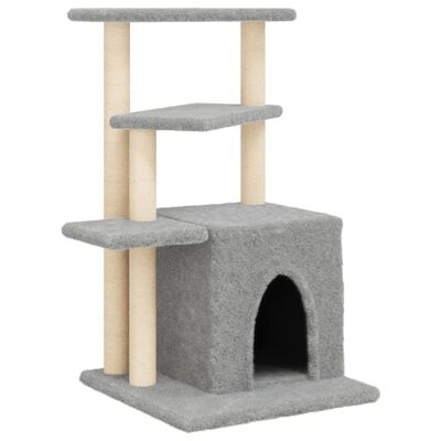vidaXL Draskyklė katėms su stovais iš sizalio, šviesiai pilka, 83,5cm