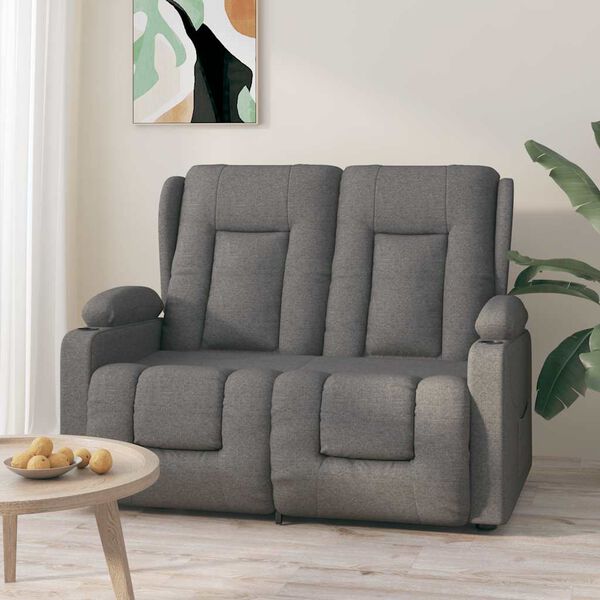 vidaXL Dvivietis atlošiamas masažinis krėslas, pilkas, audinys
