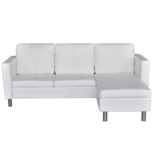 vidaXL Trivietė sofa, dirbtinė oda, balta