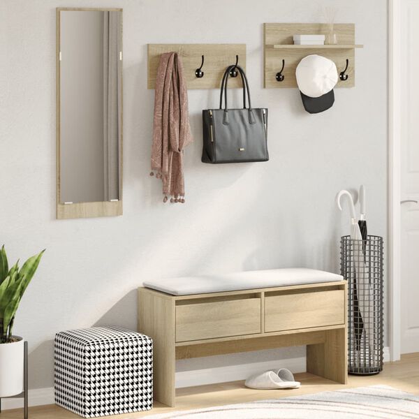 vidaXL Prie&scaron;kambario baldų komplektas, 4 dalių, ąžuolo, mediena