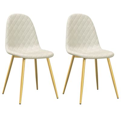 vidaXL Valgomojo kėdės, 2vnt., kreminės baltos spalvos, aksomas