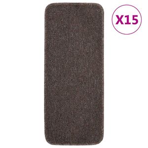 vidaXL Neslystantys laiptų kilimėliai, 15vnt., rudi, 60x25cm