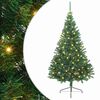 vidaXL Dirbtinis prie&scaron;&scaron;ventinis eglutė su &scaron;viesomis Žalia 240 cm PVC