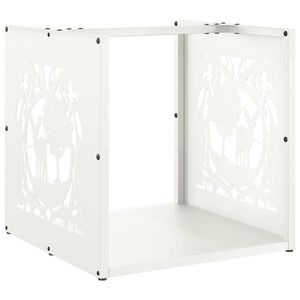 vidaXL Stovas malkoms, balta, 40x40x40 cm, &scaron;altai valcuotas plienas