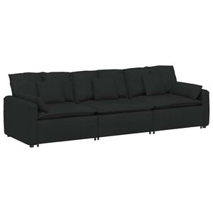 vidaXL Modulinė sofa su pagalvėlėmis, juoda