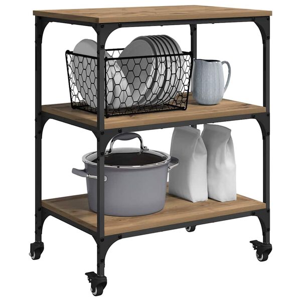 vidaXL Virtuvės vežimėlis Amatininkų ąžuolas 60 x 41 x 76 cm