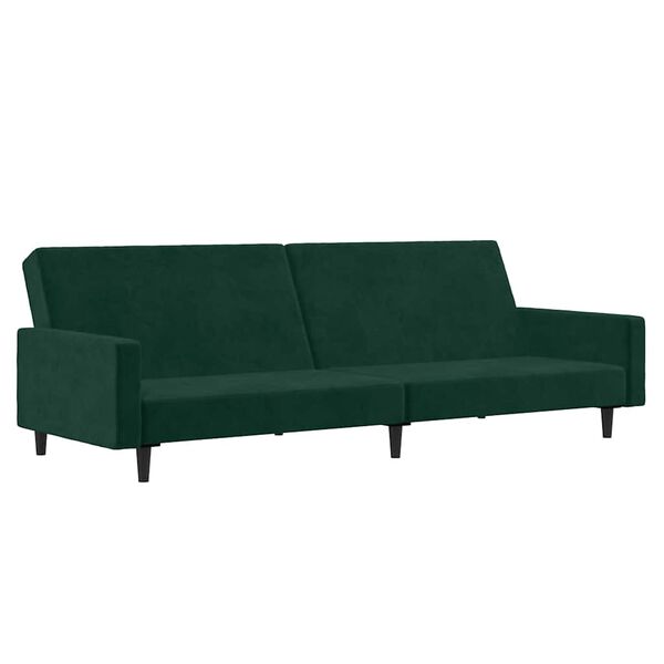 vidaXL Dvivietė sofa-lova, tamsiai žalios spalvos, aksomas