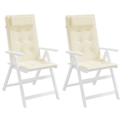 vidaXL Kėdės pagalvėlės, 2vnt., kreminės spalvos, oksfordo audinys
