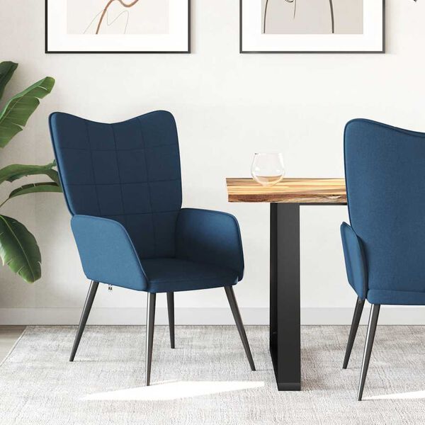 vidaXL Poilsio kėdė, mėlynos spalvos, audinys