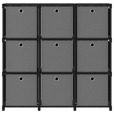 vidaXL Lentyna su 9 dėžėmis, juodos spalvos, 103x30x107,5cm, audinys