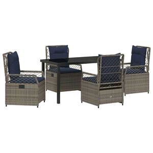 vidaXL Sodo valgomojo komplektas 5 pcs Pilka poliratanas