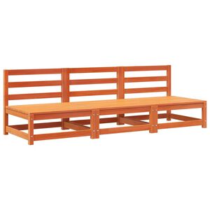 vidaXL Sodo sofos dalys, 3vnt., va&scaron;ko rudos, pu&scaron;is, be porankių