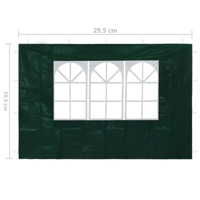 vidaXL Proginės palapinės šoninės sienos su langu, 2 vnt., žalios