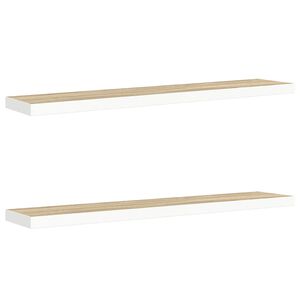 vidaXL Pakabinamos lentynos, 2vnt., ąžuolo/baltos, 120x23,5x3,8cm, MDF