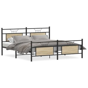 vidaXL Lovos rėmas be čiužinio, sonoma ąžuolo, 160x200cm, metalas