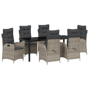 vidaXL Sodo valgomojo komplektas 7 pcs &Scaron;viesiai pilka poliratanas