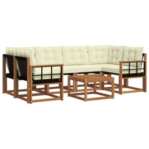 vidaXL Lauko sofos komplektas su pagalve 7 pcs Natūralus ir grietinėlė